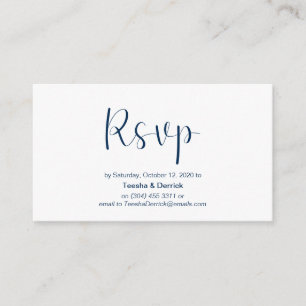 Carte D'accompagnement Police minimale, Police bleue marine, RSVP de mari