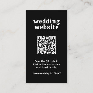 Carte D'accompagnement Police rétro noir QR Code moderne Mariage