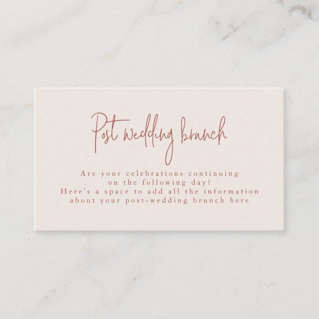 Carte D'accompagnement Police Script Terracotta & Cream Post Mariage Brun (Devant)