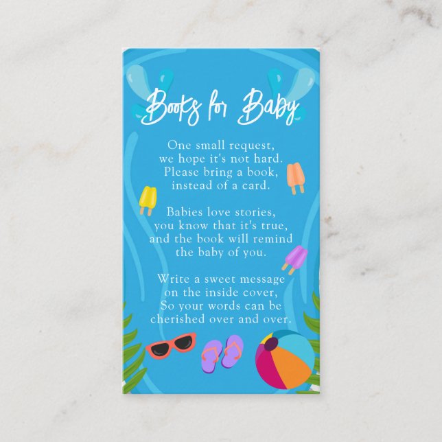 Carte D'accompagnement Pool Party Genre Neutral Livres pour le Baby showe (Devant)