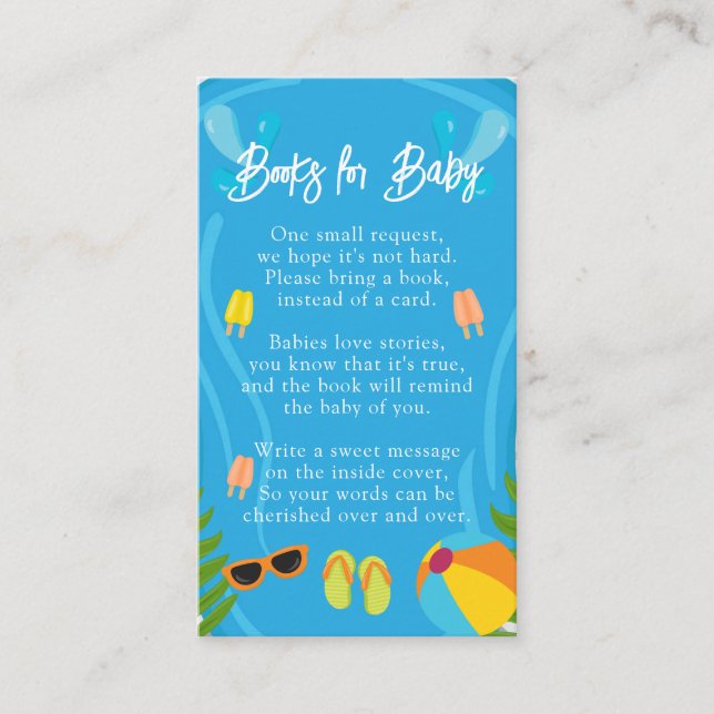Carte D'accompagnement Pool Party Summer Books for Baby shower (Devant)