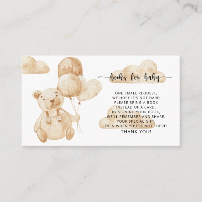 Carte D'accompagnement Porter sur les livres de ballons pour billet bébé (Devant)