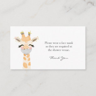Carte D'accompagnement Porter un Baby shower de demande de masque facial