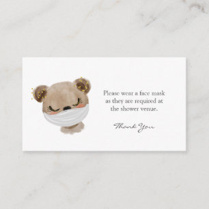 Carte D'accompagnement Porter un Baby shower d'ours de demande de masque 
