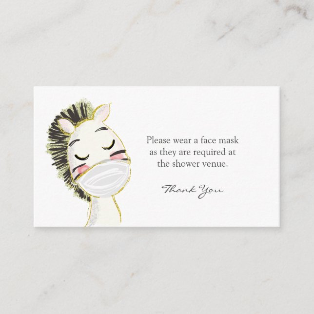 Carte D'accompagnement Porter une demande de masque facial Baby shower Ze (Devant)