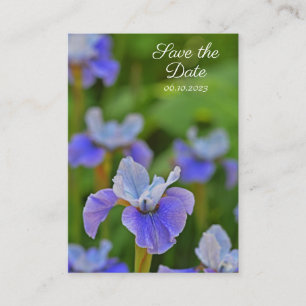 Carte D'accompagnement Portrait de fleur bleu Iris Enregistrer la date