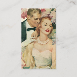 Carte D'accompagnement Portrait de mariage vintage, mariée et marié rétro