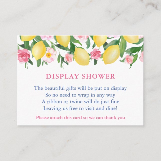 Carte D'accompagnement Positano Lemons Pink Bleu Texte Affichage Douche (Devant)