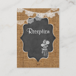 Carte D'accompagnement Pot de maçon, dentelle, toile de jute, insertion