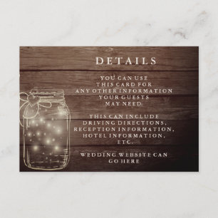 Carte D'accompagnement Pot en verre de maçon en bois rustique pour récept