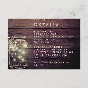 Carte D'accompagnement Pot en verre en bois rustique pour réception champ