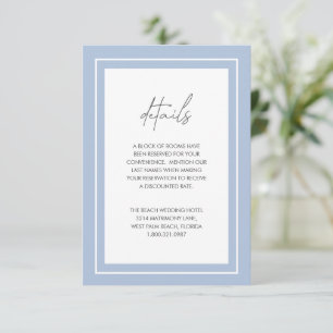 Carte D'accompagnement Poudre Bleu Gras Bordure Mariage moderne