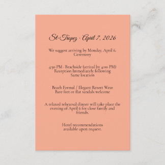 Carte d'accompagnement pour mariage à St. Tropez