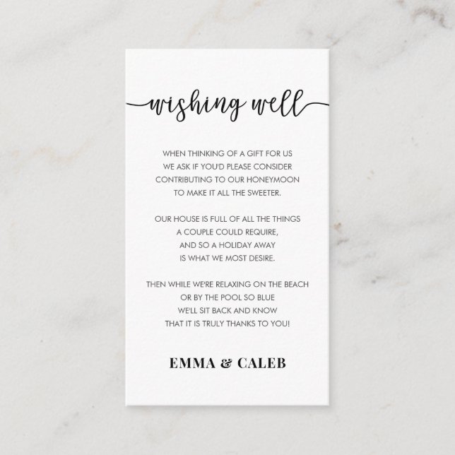 Carte d'accompagnement pour un puits de souhaits (Devant)