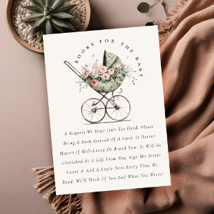 Carte D'accompagnement Poussette Flore Vert Blush Livres Pour Baby shower