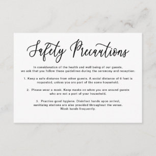 Carte D'accompagnement Précautions simples de sécurité des Mariages de ca