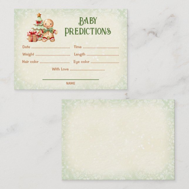 Carte D'accompagnement Prédictions Green Red Noël Baby shower Jeu (Devant / Derrière)