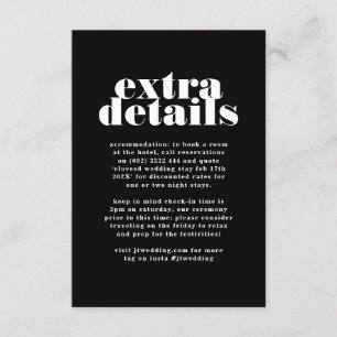 Carte D'accompagnement Premium Modern Bold Black White Détails supplément