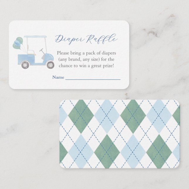 Carte D'accompagnement Preppy Blue Golf Panier Baby shower à roulettes (Devant / Derrière)