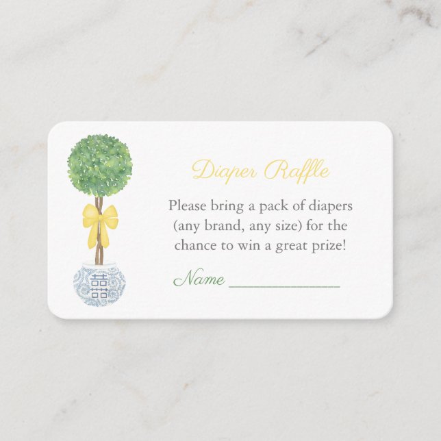Carte D'accompagnement Préppy Genre Neutre Baby shower Déchets Raffle (Devant)