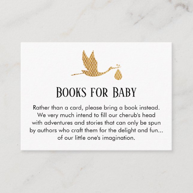 Carte D'accompagnement Preppy Gold Stork Demande de livre Insérer des car (Devant)