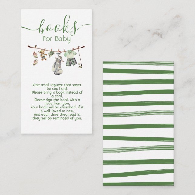 Carte D'accompagnement Prêppy Golf Boy, livres de linge pour bébé (Devant / Derrière)