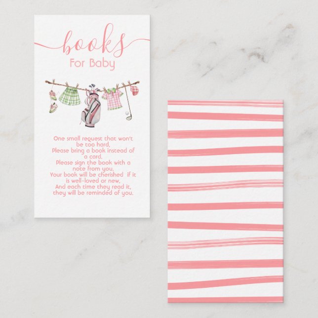 Carte D'accompagnement Preppy Golf fille porte-linge livres pour bébé (Devant / Derrière)