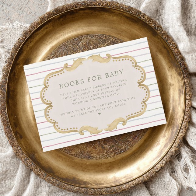 Carte D'accompagnement Preppy Grandmillennial Books for Baby Shower (Créateur téléchargé)