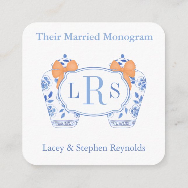Carte D'accompagnement Preppy Marié Monogrammes Fête des mariées d'automn (Dos)