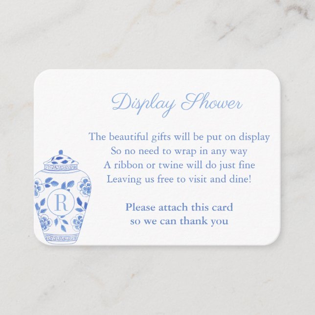 Carte D'accompagnement Preppy Monogram Ginger Jar Mariage écran douche (Devant)