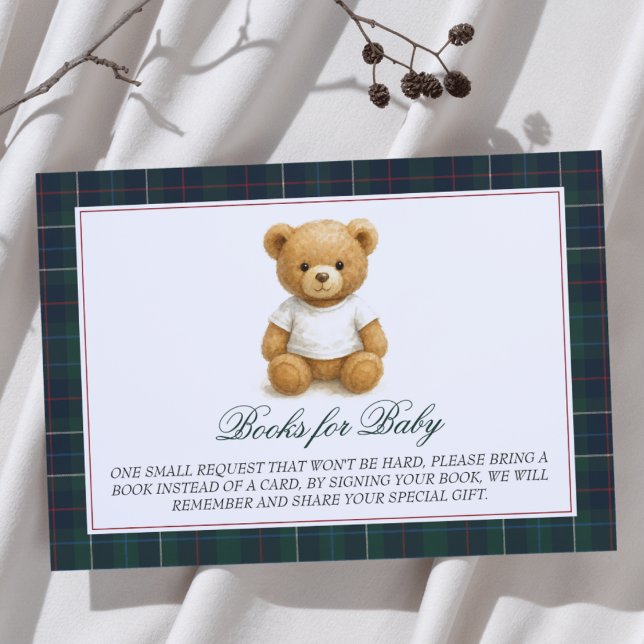 Carte D'accompagnement Preppy Teddy Bear Baby showers Livres pour bébé (Créateur téléchargé)