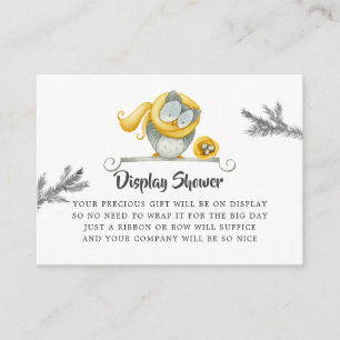 Carte D'accompagnement Présentation de douche pour bébé Noël Hibou d'hive