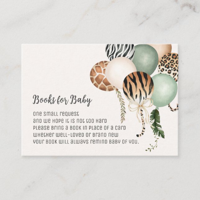 Carte D'accompagnement Prêt à pop Safari Livres pour Baby Request Card (Devant)
