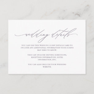 Carte D'accompagnement Pretty Purple Calligraphy Mariage Détails sur l'in