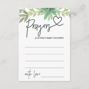 Carte D'accompagnement Prières Pour Baby shower Wish Card Green Succulent