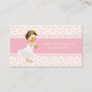 Carte D'accompagnement Princess Girl Baby shower Registre Insérer rose