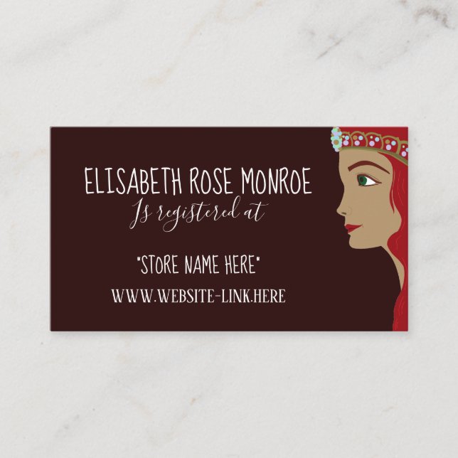 Carte D'accompagnement Princess Red Baby shower Cadeau Registre (Devant)