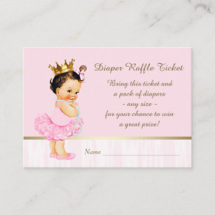 Carte D'accompagnement Princesse Diaper Raffle Ticket de ballerine