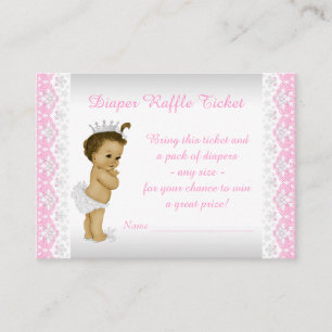 Carte D'accompagnement Princesse rose Diaper Raffle Ticket