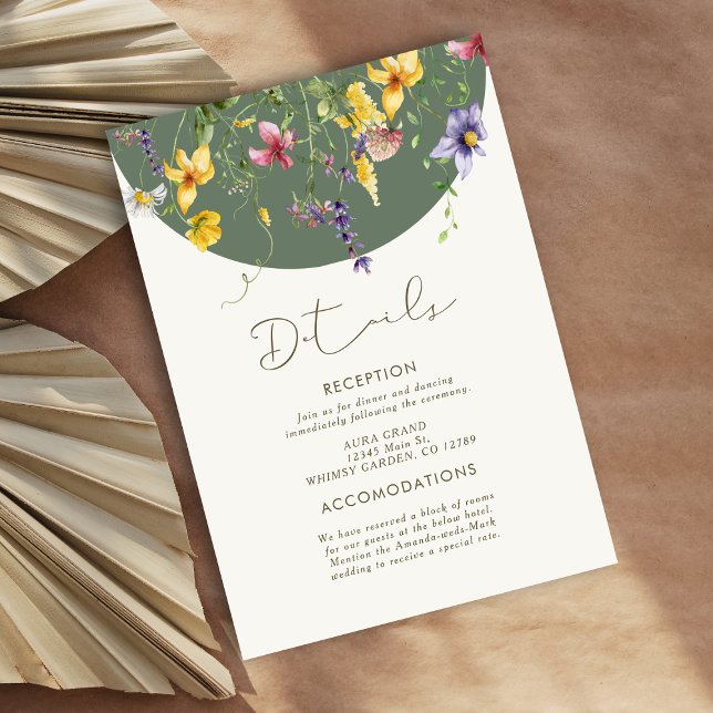 Carte D'accompagnement Printemps Automne Boho Fleur sauvage Bloom Whimsic (Créateur téléchargé)