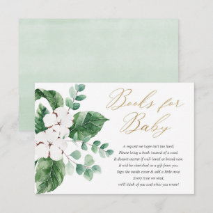 Carte D'accompagnement Printemps vert or blanc livres floraux pour bébé