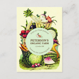 Carte D'accompagnement Producteur local de légumes botaniques vintage