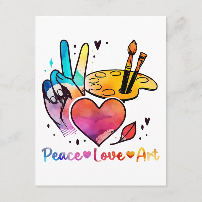 Carte D'accompagnement Professeur D'Art Peace Love Art Pour Artistes Et P (Devant)