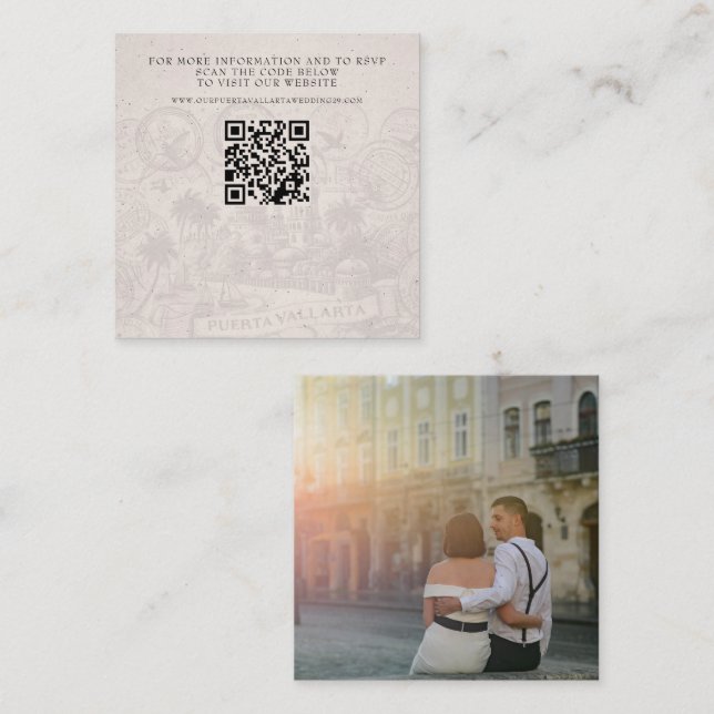 Carte D'accompagnement Puerta Vallarta Mariage du passeport QR (Devant / Derrière)