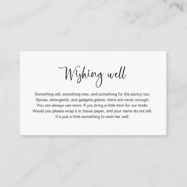 Carte D'accompagnement Puits à vœux pour l'insert de la douche de mariée (Devant)