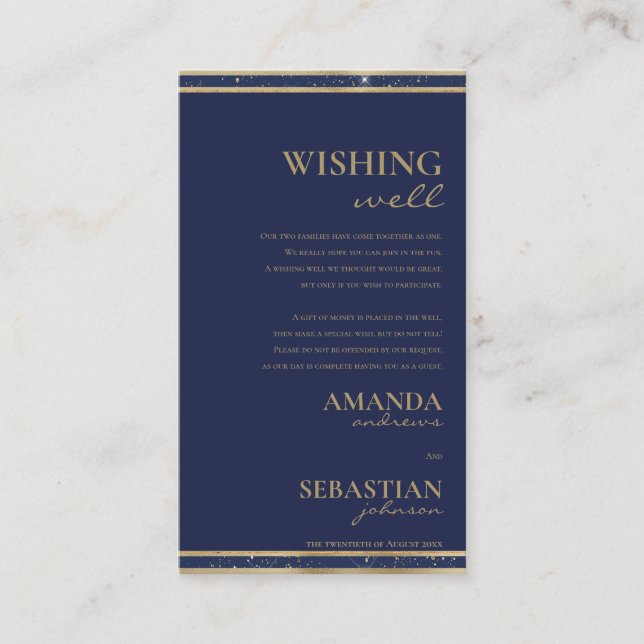 Carte D'accompagnement Puits de souhaits simple typographie bleu marine o (Devant)