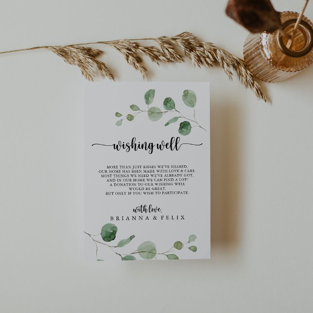 Carte D'accompagnement Puits de vœux de mariage à l'eucalyptus Green Deli (Créateur téléchargé)