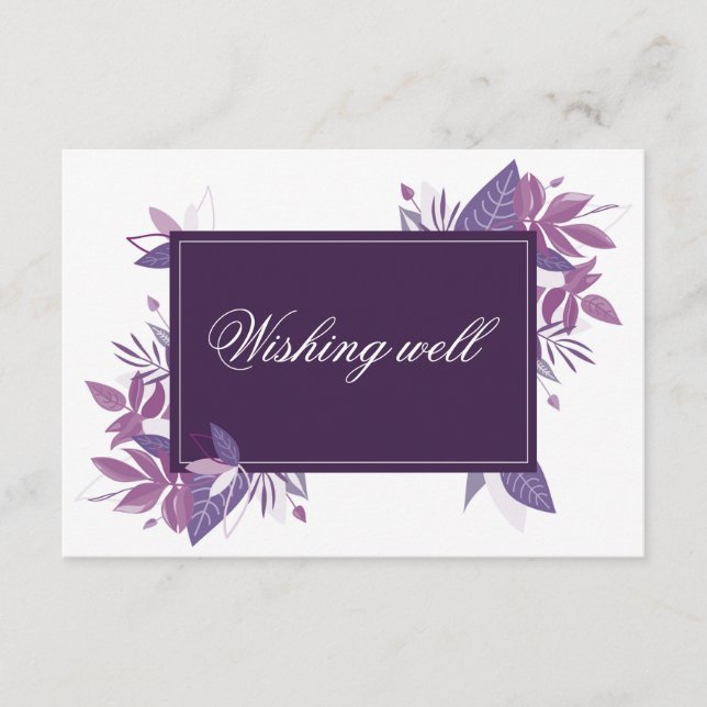 Carte D'accompagnement Puits de vœux de mariage aux feuilles violettes. B (Devant)