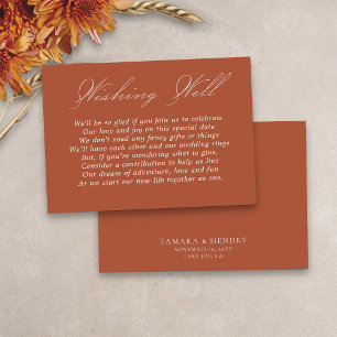 Carte D'accompagnement Puits de vœux de mariage Calligraphie Script Terre