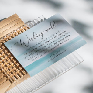 Carte D'accompagnement Puits de vœux de mariage nautique bleu doux aquare